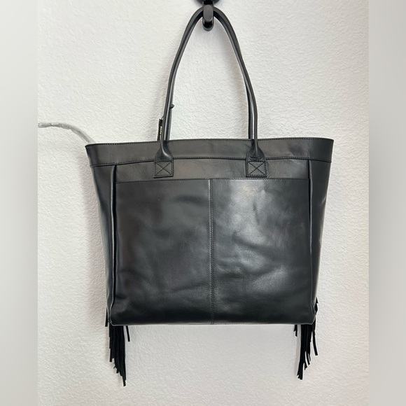 ECOTORIE Leather large southwestern tapestry fringe black bag - Picture 4 of 15